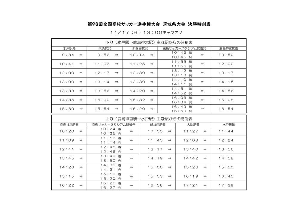 サッカー観戦 鹿島臨海鉄道株式会社